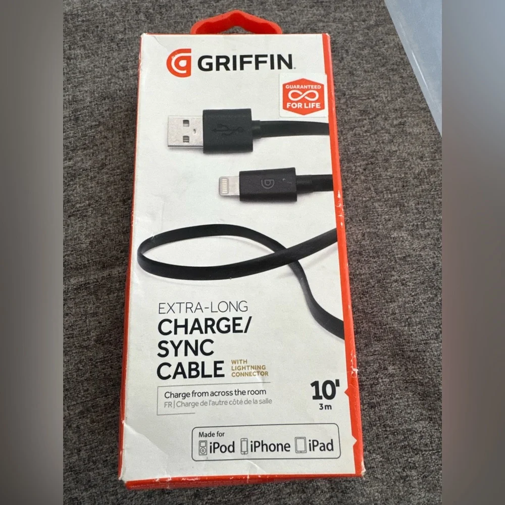 Extra-Long Griffin Charge/Sync Cable 10' Lightning Connector